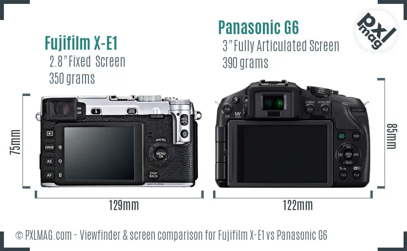 Fujifilm X-E1 vs Panasonic G6 Screen and Viewfinder comparison