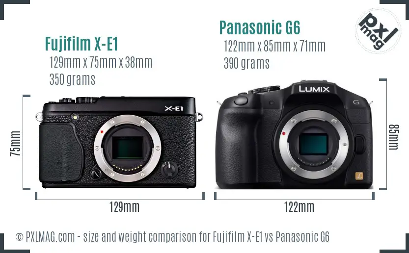 Fujifilm X-E1 vs Panasonic G6 size comparison Fujifilm X-E1 vs Panasonic G6 size comparison