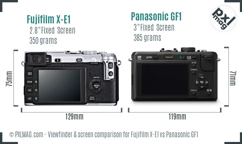 Fujifilm X-E1 vs Panasonic GF1 Screen and Viewfinder comparison