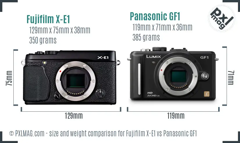 Fujifilm X-E1 vs Panasonic GF1 size comparison