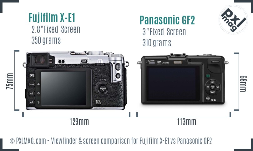 Fujifilm X-E1 vs Panasonic GF2 Screen and Viewfinder comparison