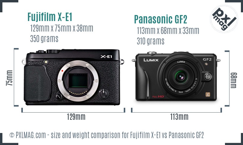 Fujifilm X-E1 vs Panasonic GF2 size comparison