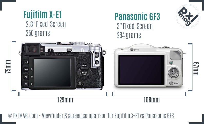Fujifilm X-E1 vs Panasonic GF3 Screen and Viewfinder comparison