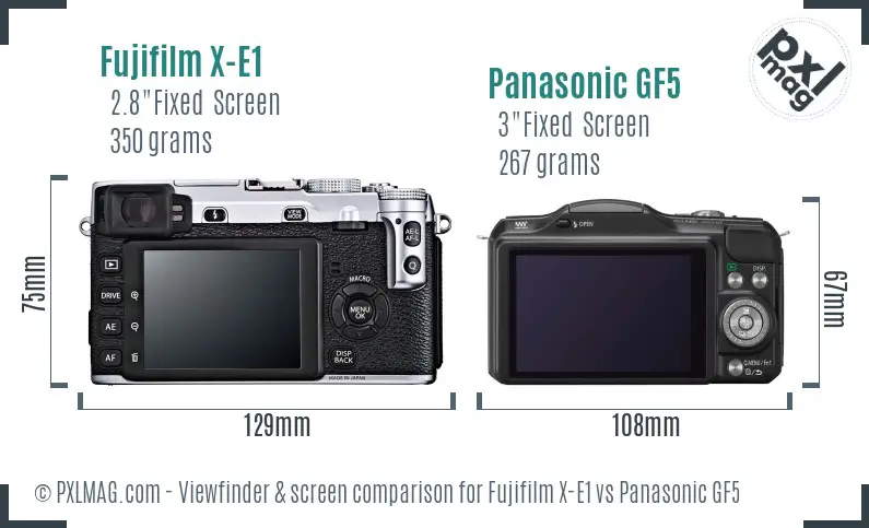 Fujifilm X-E1 vs Panasonic GF5 Screen and Viewfinder comparison