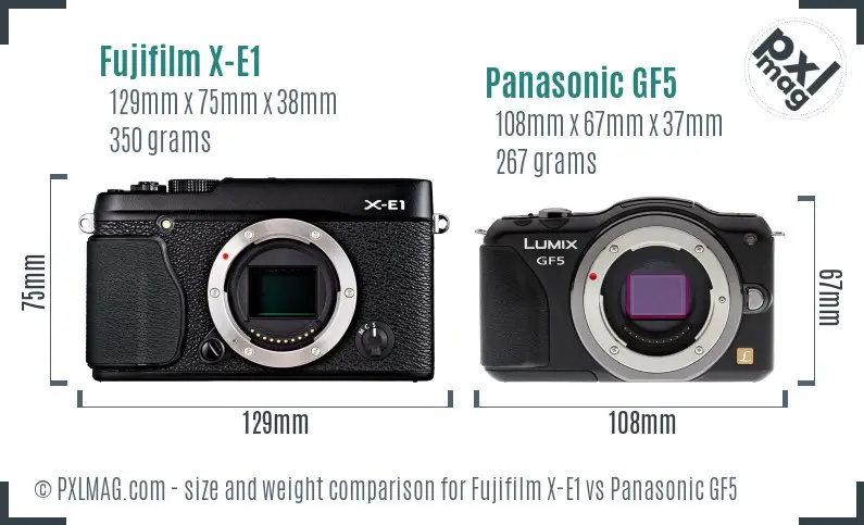 Fujifilm X-E1 vs Panasonic GF5 size comparison