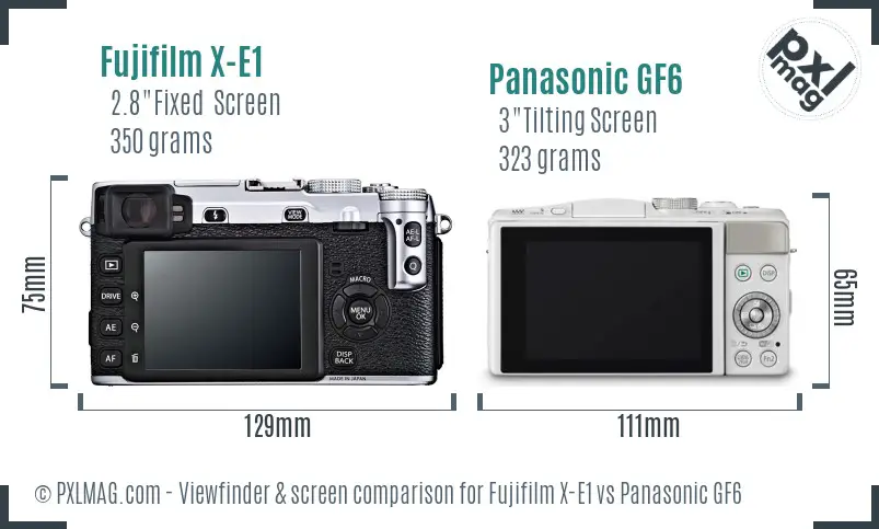 Fujifilm X-E1 vs Panasonic GF6 Screen and Viewfinder comparison