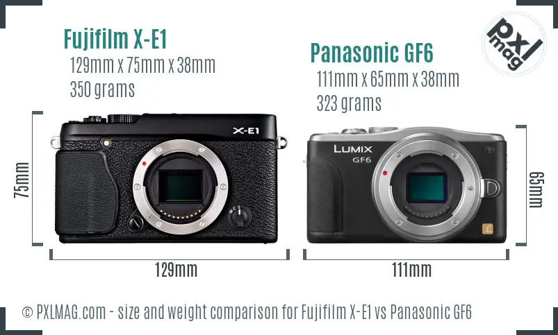 Fujifilm X-E1 vs Panasonic GF6 size comparison