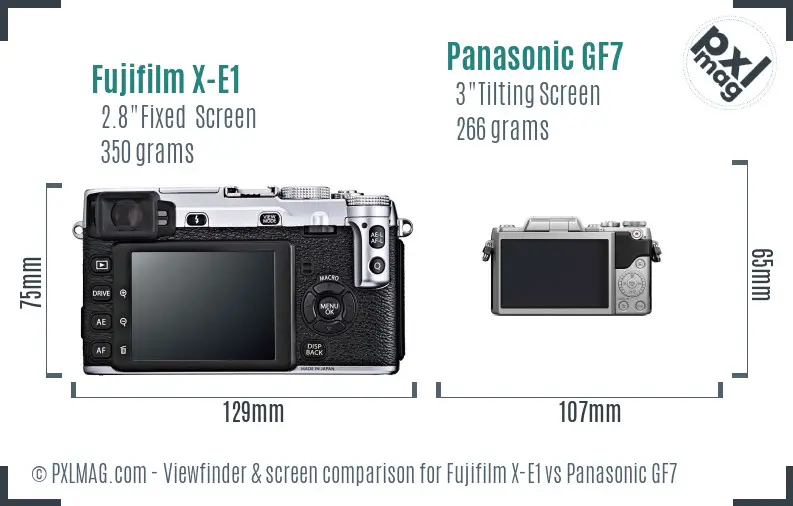 Fujifilm X-E1 vs Panasonic GF7 Screen and Viewfinder comparison