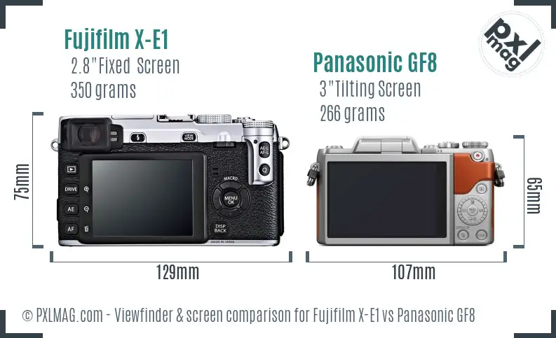 Fujifilm X-E1 vs Panasonic GF8 Screen and Viewfinder comparison
