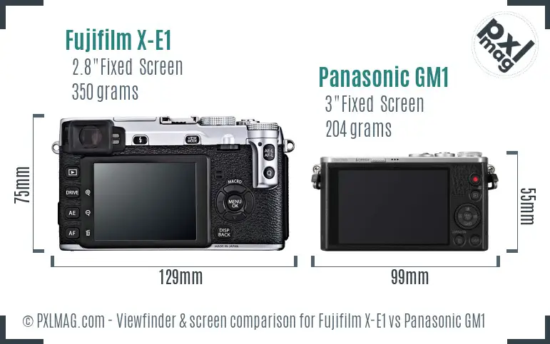 Fujifilm X-E1 vs Panasonic GM1 Screen and Viewfinder comparison