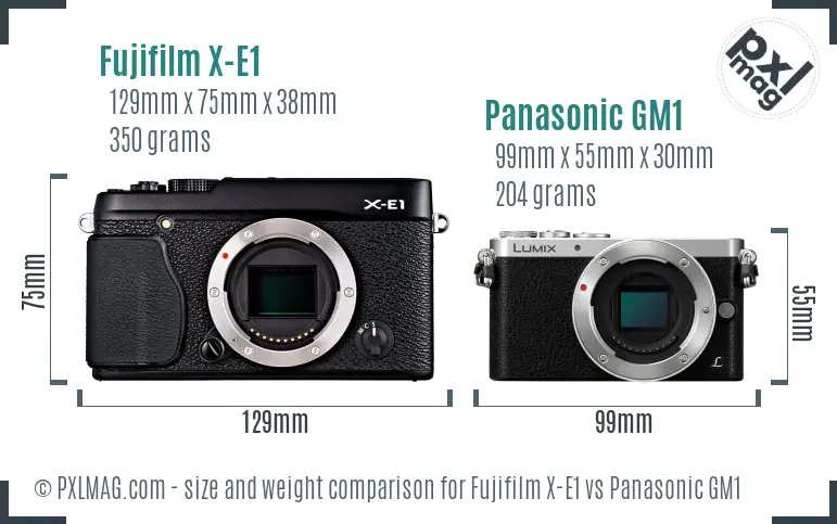 Fujifilm X-E1 vs Panasonic GM1 size comparison