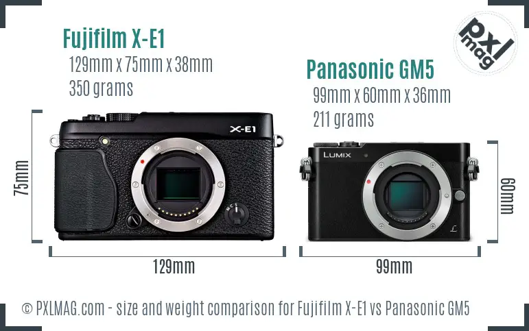 Fujifilm X-E1 vs Panasonic GM5 size comparison