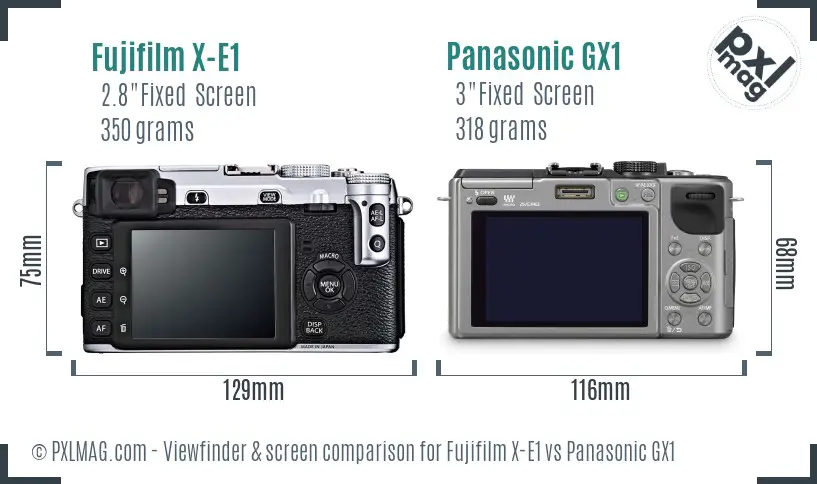 Fujifilm X-E1 vs Panasonic GX1 Screen and Viewfinder comparison Fujifilm X-E1 vs Panasonic GX1 Screen and Viewfinder comparison