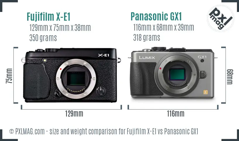 Fujifilm X-E1 vs Panasonic GX1 size comparison Fujifilm X-E1 vs Panasonic GX1 size comparison