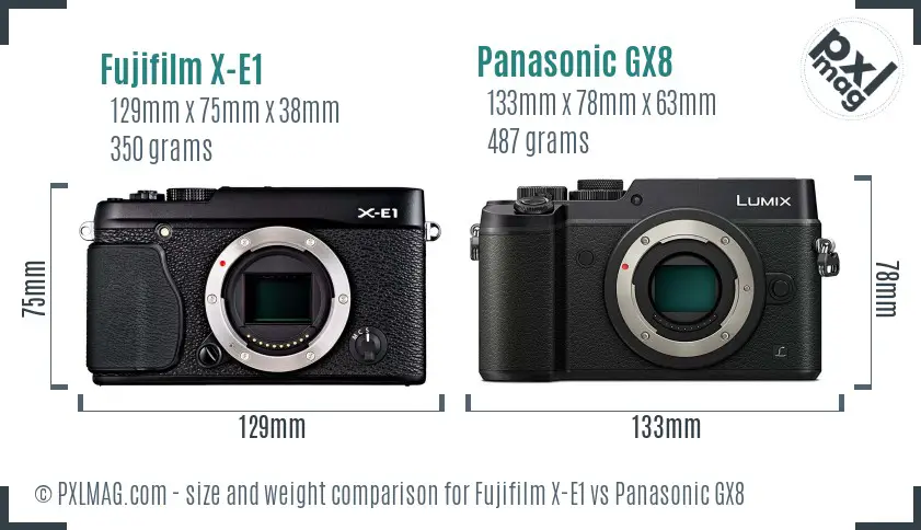 Fujifilm X-E1 vs Panasonic GX8 size comparison