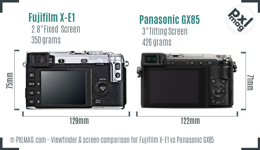 Fujifilm X-E1 vs Panasonic GX85 Screen and Viewfinder comparison