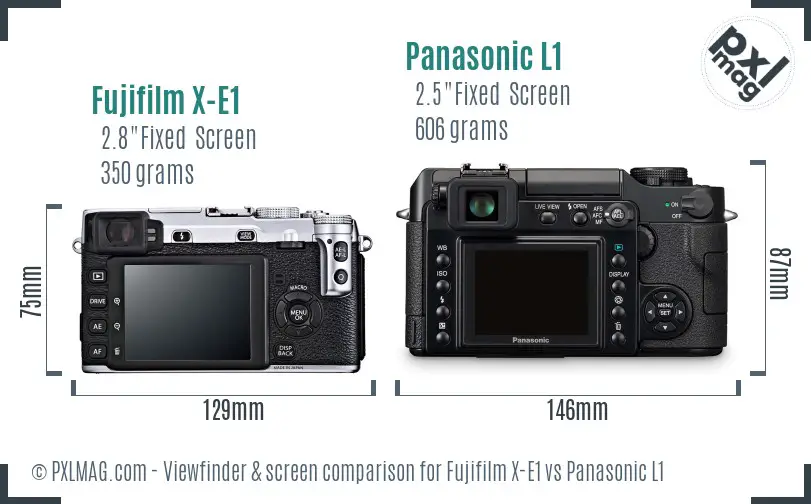 Fujifilm X-E1 vs Panasonic L1 Screen and Viewfinder comparison