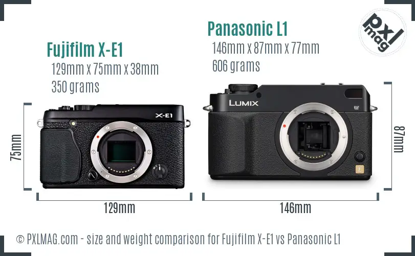 Fujifilm X-E1 vs Panasonic L1 size comparison