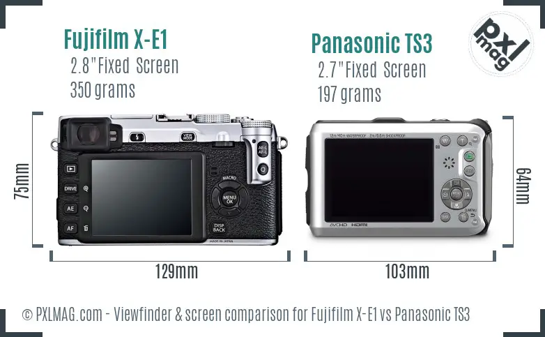 Fujifilm X-E1 vs Panasonic TS3 Screen and Viewfinder comparison