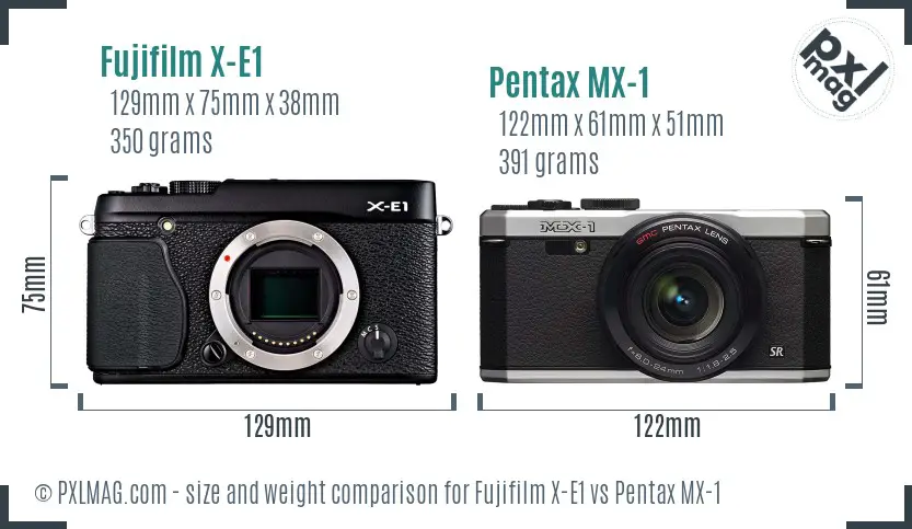 Fujifilm X-E1 vs Pentax MX-1 size comparison Fujifilm X-E1 vs Pentax MX-1 size comparison