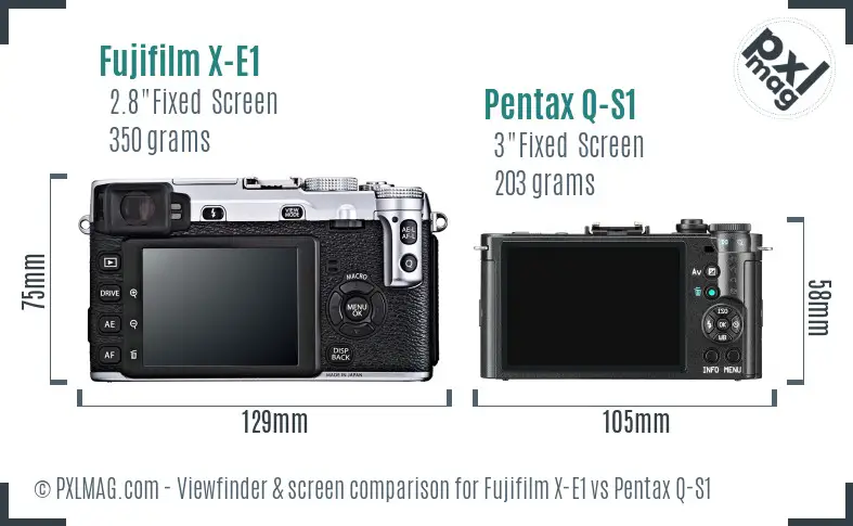 Fujifilm X-E1 vs Pentax Q-S1 Screen and Viewfinder comparison