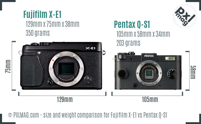 Fujifilm X-E1 vs Pentax Q-S1 size comparison