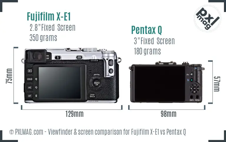 Fujifilm X-E1 vs Pentax Q Screen and Viewfinder comparison