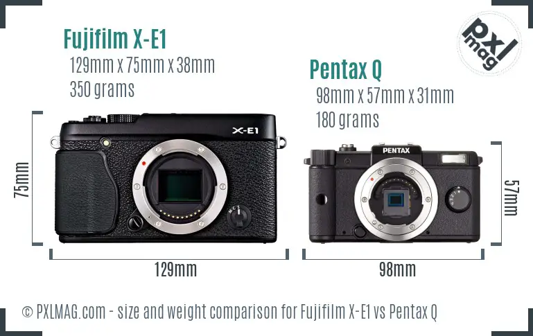 Fujifilm X-E1 vs Pentax Q size comparison