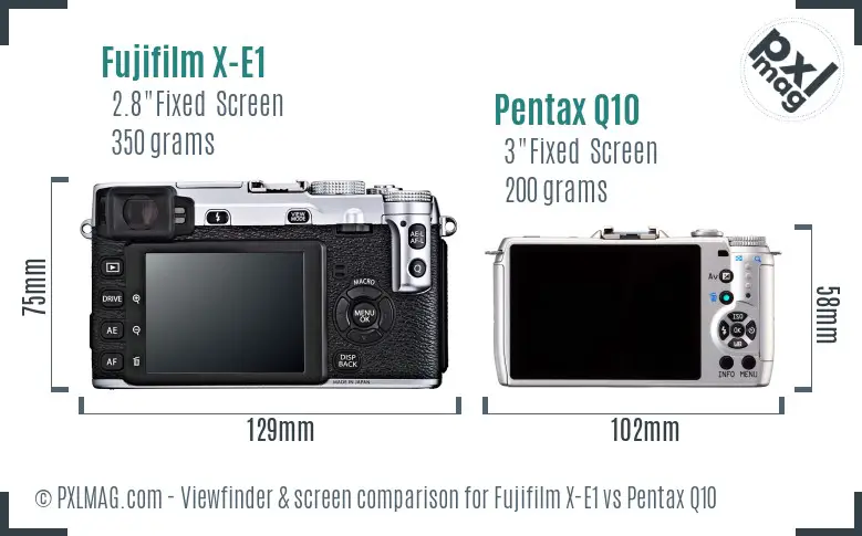 Fujifilm X-E1 vs Pentax Q10 Screen and Viewfinder comparison