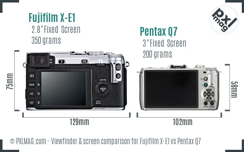 Fujifilm X-E1 vs Pentax Q7 Screen and Viewfinder comparison