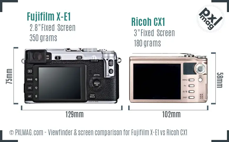 Fujifilm X-E1 vs Ricoh CX1 Screen and Viewfinder comparison