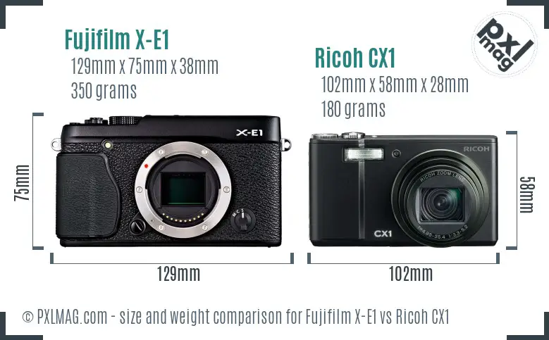 Fujifilm X-E1 vs Ricoh CX1 size comparison
