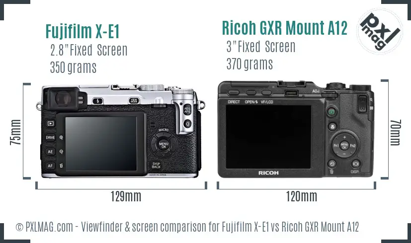 Fujifilm X-E1 vs Ricoh GXR Mount A12 Screen and Viewfinder comparison