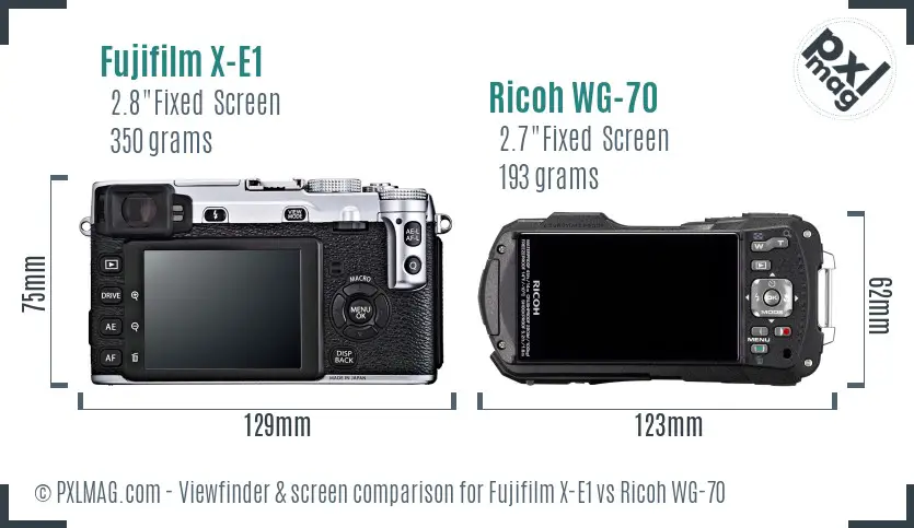 Fujifilm X-E1 vs Ricoh WG-70 Screen and Viewfinder comparison