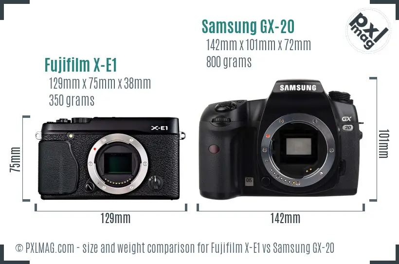 Fujifilm X-E1 vs Samsung GX-20 size comparison