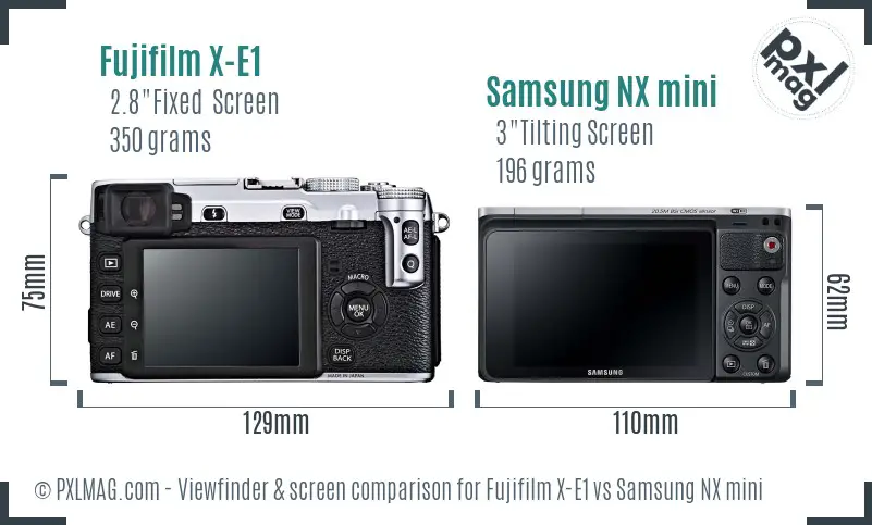 Fujifilm X-E1 vs Samsung NX mini Screen and Viewfinder comparison