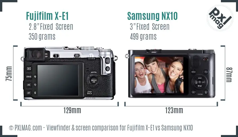 Fujifilm X-E1 vs Samsung NX10 Screen and Viewfinder comparison