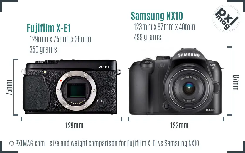 Fujifilm X-E1 vs Samsung NX10 size comparison