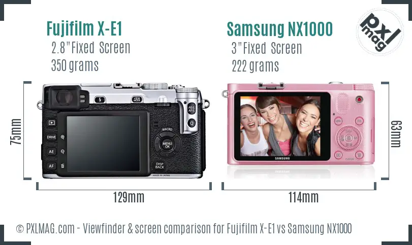 Fujifilm X-E1 vs Samsung NX1000 Screen and Viewfinder comparison