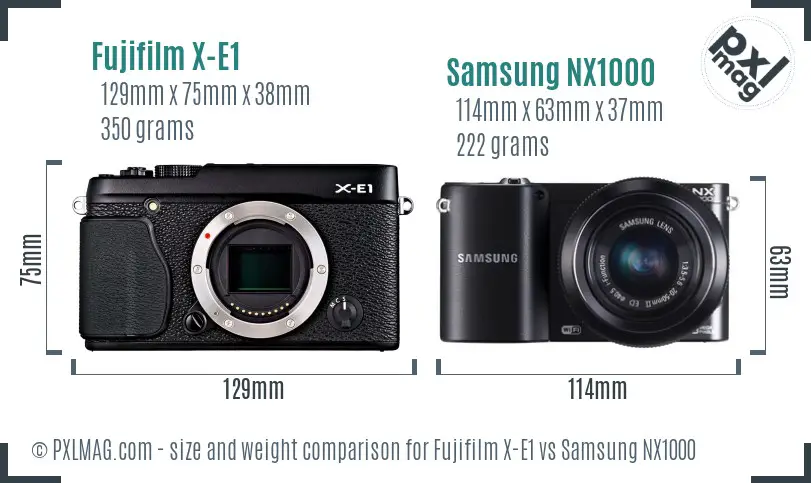 Fujifilm X-E1 vs Samsung NX1000 size comparison