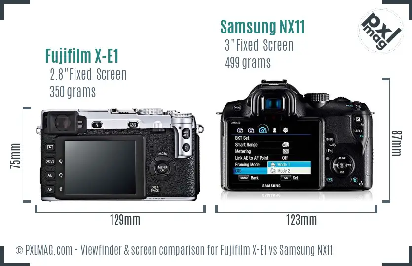 Fujifilm X-E1 vs Samsung NX11 Screen and Viewfinder comparison Fujifilm X-E1 vs Samsung NX11 Screen and Viewfinder comparison