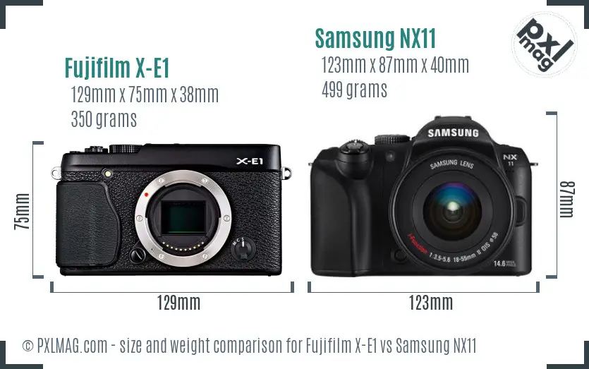 Fujifilm X-E1 vs Samsung NX11 size comparison Fujifilm X-E1 vs Samsung NX11 size comparison