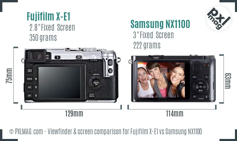 Fujifilm X-E1 vs Samsung NX1100 Screen and Viewfinder comparison