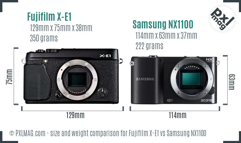 Fujifilm X-E1 vs Samsung NX1100 size comparison