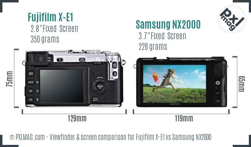 Fujifilm X-E1 vs Samsung NX2000 Screen and Viewfinder comparison
