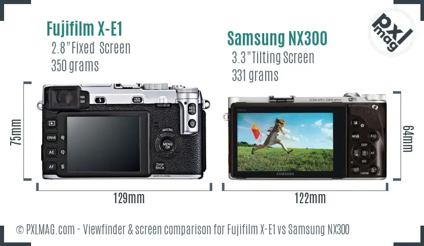 Fujifilm X-E1 vs Samsung NX300 Screen and Viewfinder comparison Fujifilm X-E1 vs Samsung NX300 Screen and Viewfinder comparison