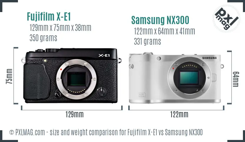Fujifilm X-E1 vs Samsung NX300 size comparison Fujifilm X-E1 vs Samsung NX300 size comparison