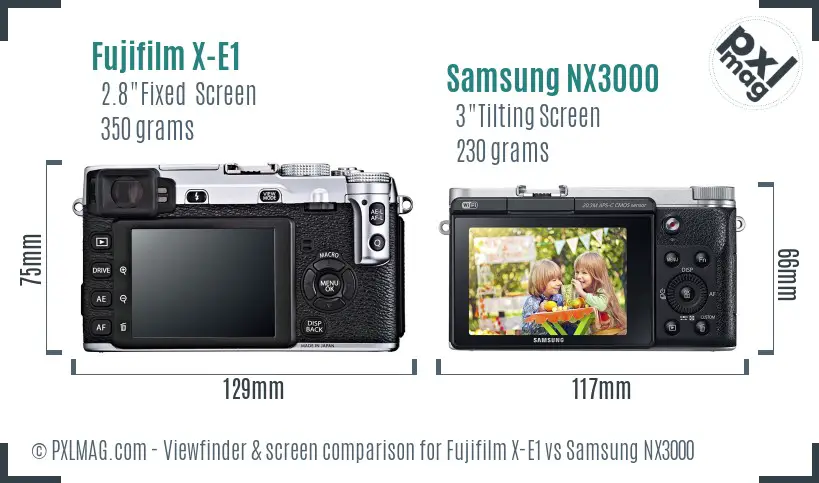 Fujifilm X-E1 vs Samsung NX3000 Screen and Viewfinder comparison Fujifilm X-E1 vs Samsung NX3000 Screen and Viewfinder comparison