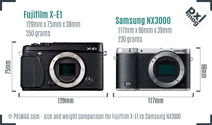 Fujifilm X-E1 vs Samsung NX3000 size comparison Fujifilm X-E1 vs Samsung NX3000 size comparison