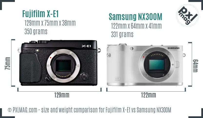 Fujifilm X-E1 vs Samsung NX300M size comparison Fujifilm X-E1 vs Samsung NX300M size comparison